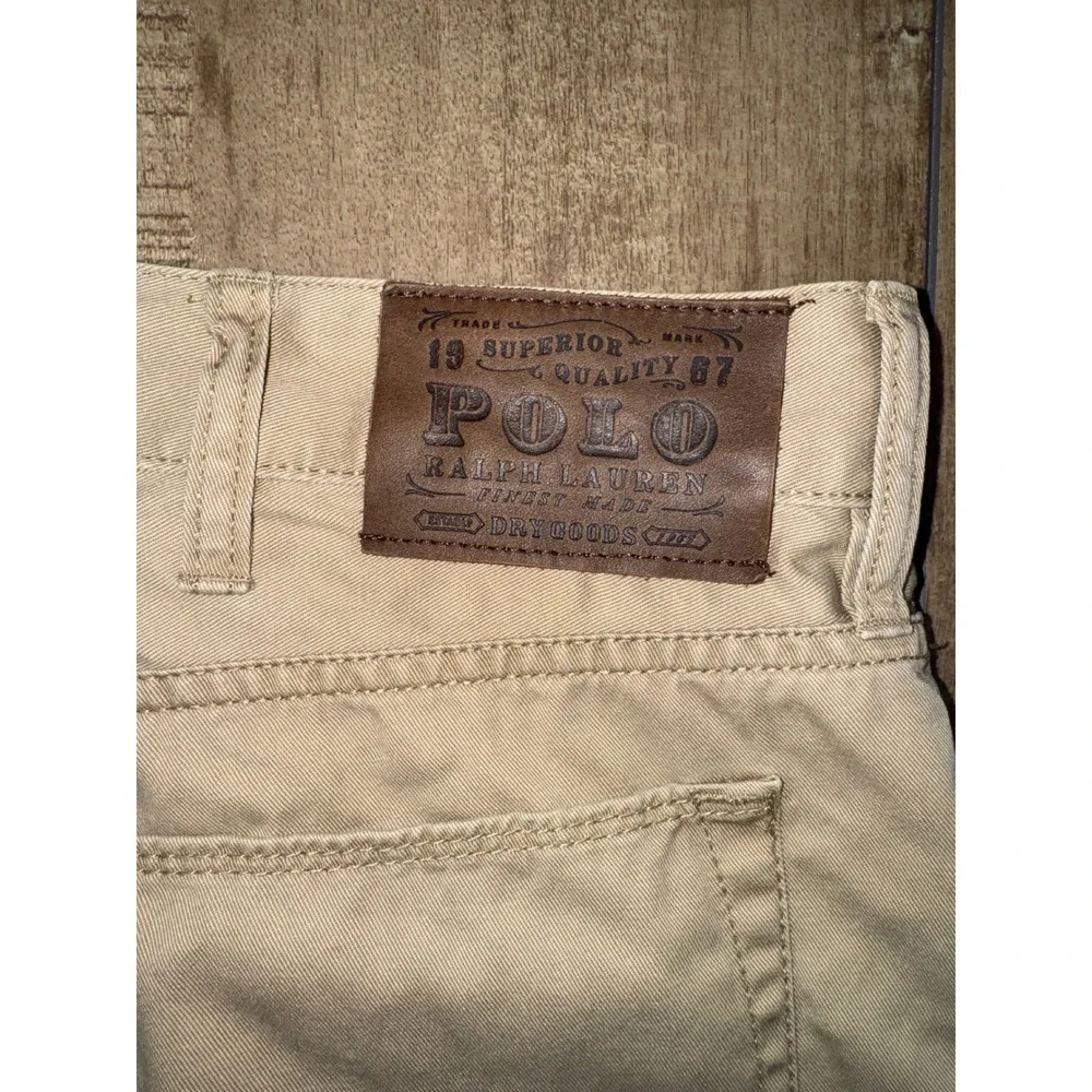 Mens Ralph Lauren Straight Leg Chino Pants Tan Classic Fit Cotton Casual‎ 38x34
